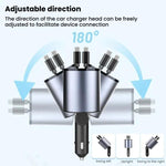 100W Metal Car Retractable Cable Cigarette Lighter Charger, 8 Pin+TYPE-C, 8 Pin+8 Pin (2.4A), TYPE-C+TYPE-C (PD+QC)