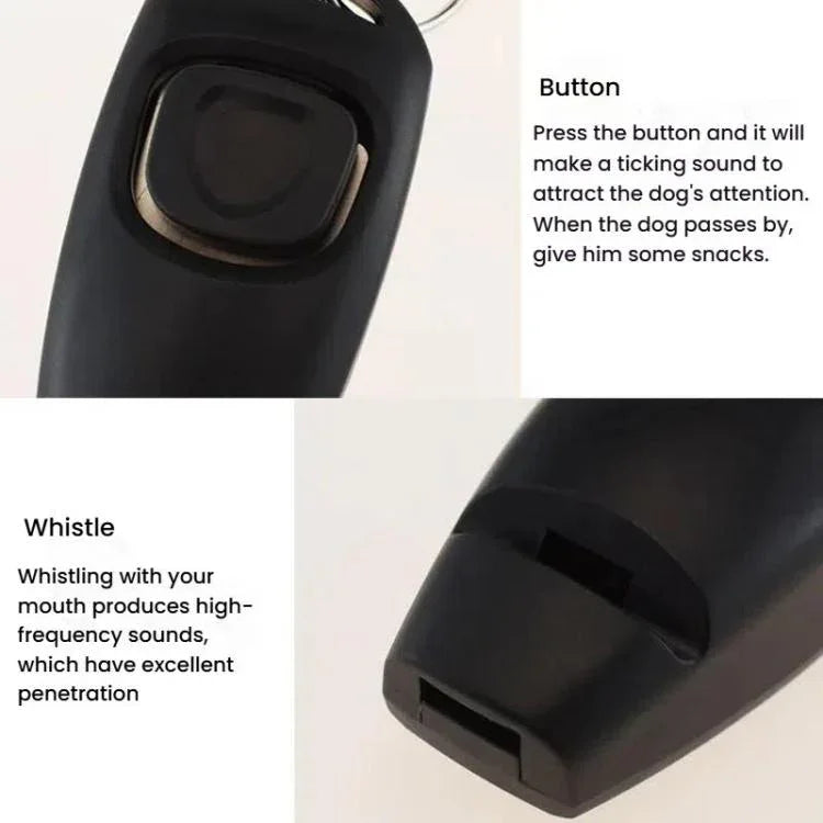2 In 1 Pet Training Clicker Dog Whistle With Long Wristband