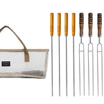 NOBANA Outdoor BBQ Grilling Fork Portable Stainless Steel Wooden Handle Grilling Skewer With Storage Bag, 7pcs /Set White, 7pcs /Set Black, 10pcs /Set White, 10pcs /Set Black