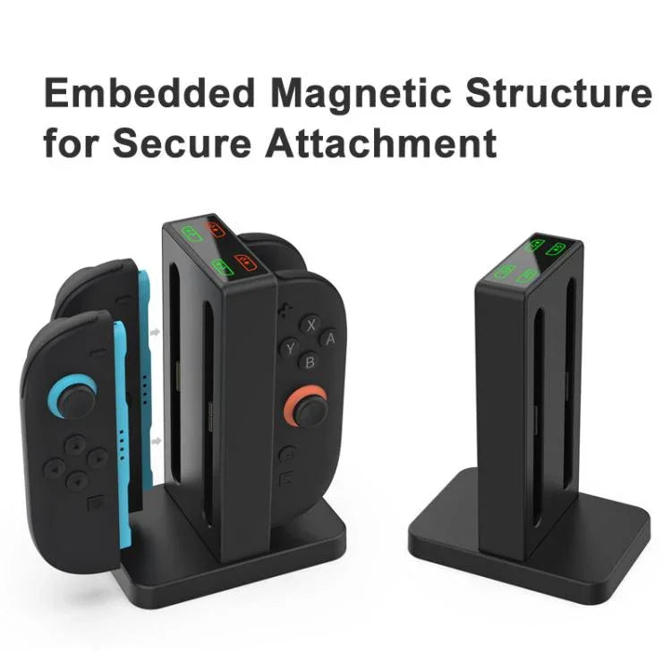 DOBE 4-in-1 Magnetic Charging Station for Nintendo Switch 2 Controllers with LED Indicators & Cartridge Storage, TNS-3192B