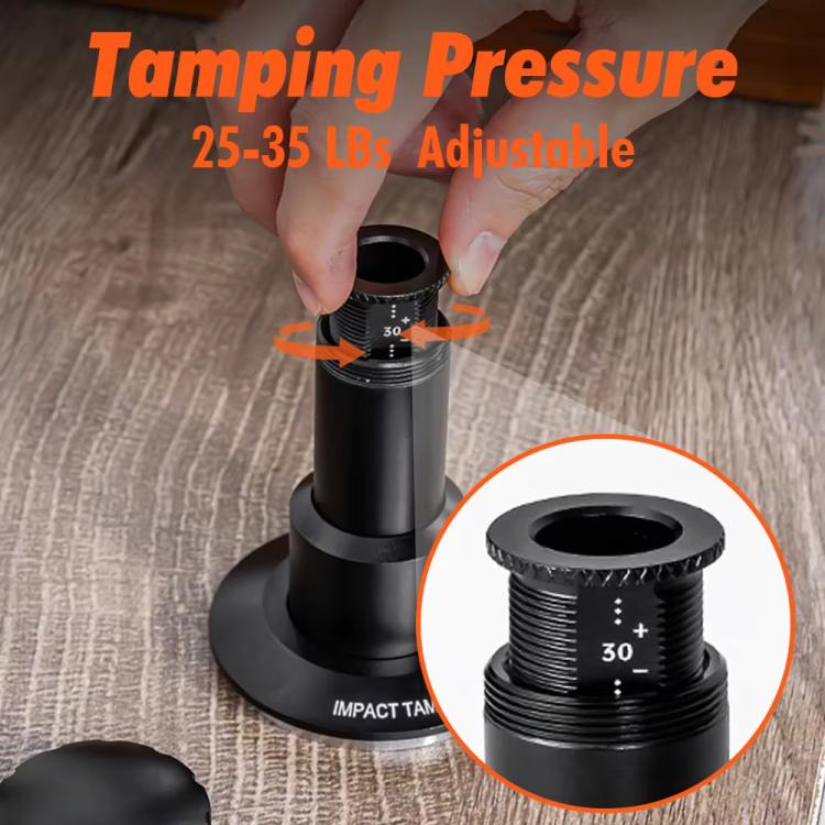 Adjustable Impact Coffee Tamper with Threaded Base Spring-Loaded Espresso Tamper Tool, 51mm, 53mm