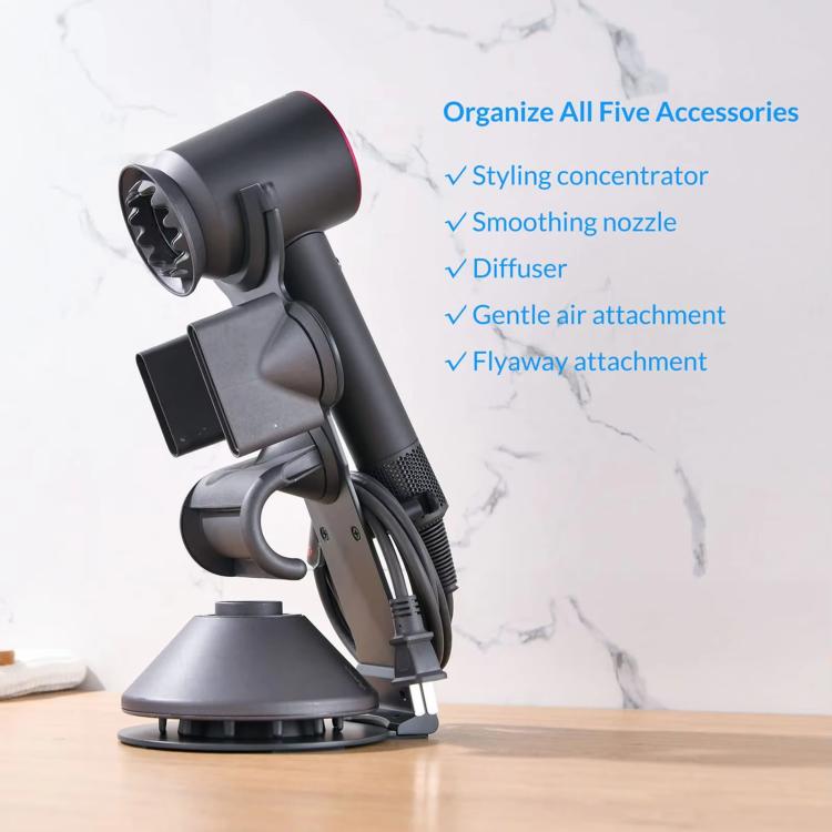 For Dyson Supersonic Hair Dryer Desktop Holder Metal Stand with Cable Organizer, Detachable Black