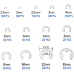 400pcs /Set 1.5-15mm Stainless Steel E-Type Open Circlips Boxed, 400pcs /Set