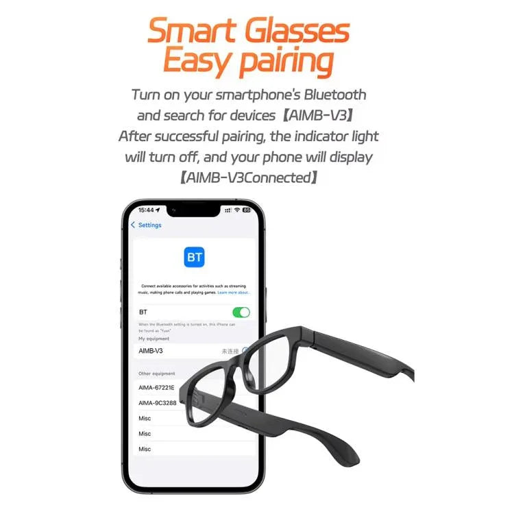 AIMB-V3 スマートグラス 交換可能なサングラス＋ブルーライトカットレンズ付き、AIMB-V3