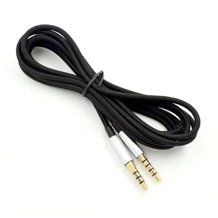 For Logitech Astro A10 / A40 Headset Gaming Headset 2m Braided Audio Cable, Silver Plug Straight Through, Silver Plug Wired Controller, Black Plug Wired Controller
