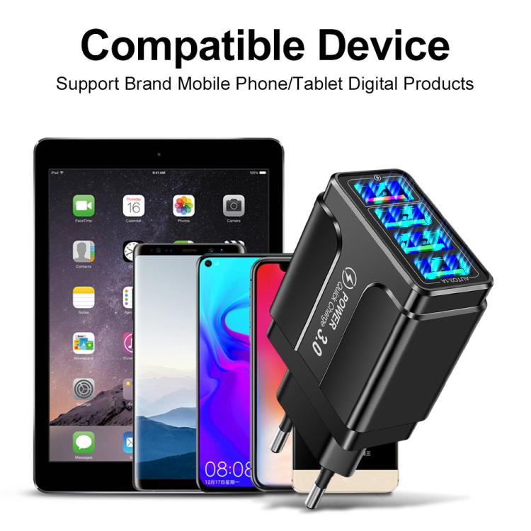 5.1A QC3.0 Fast Charging 4USB Port Cell Phone Charger, EU Plug, US Plug, UK Plug