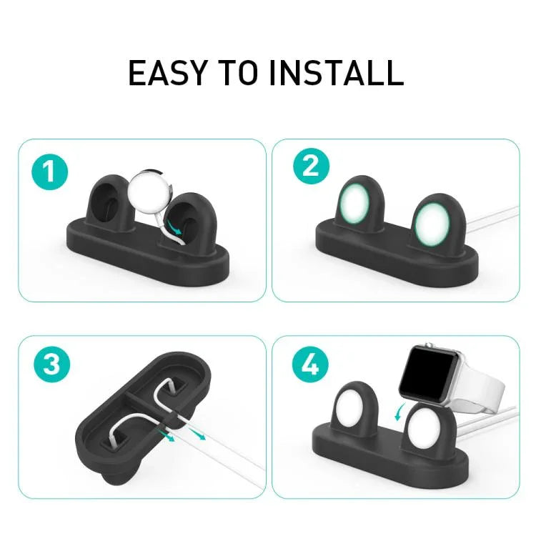 For Apple Watch / Earphone AhaStyle DD97 Storage Base 2 In 1 Desktop Charging Silicone Dock