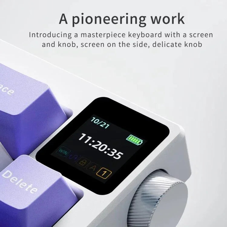 Ajazz AK650 Tri-mode Wireless Mechanical Keyboard With Screen Knob RGB Light, Flying Fish Switch Purple White Blue, Dream Switch Purple White Blue, Dream Switch Black Gray Yellow, Dream Switch Side Engraved Gradient Blackberry