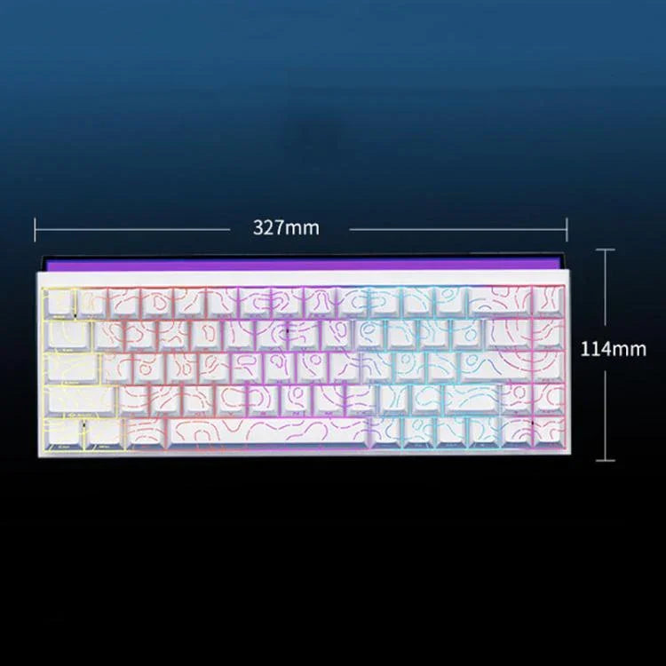 NACODEX NK68 Magnetic Shaft Mechanical Dazzle Color Wired Keyboard Office Computer Gaming 68 Keys Keyboard, Ordinary White, Contour Line White, Contour Line Black