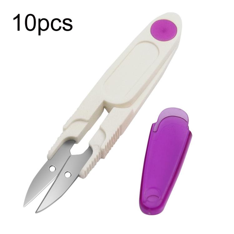 10pcs Household Cross Stitch Clothing Thread Transparent Cover Scissors, Purple, Yellow, Blue, Red