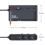 228W Car Cigarette Lighter Retractable Cable 3 In 1 Fast-Charging Car Charger With Independent Switches, C35L