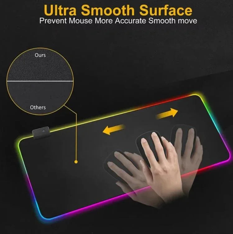 Micro-USB LED Glowing Mouse Keyboard Pad RGB Colorful Lights Locked Edge Thickened Mouse Desk Pad, 250x350x3mm, 250x350x4mm, 300x800x3mm, 300x800x4mm, 400x900x3mm, 400x900x4mm