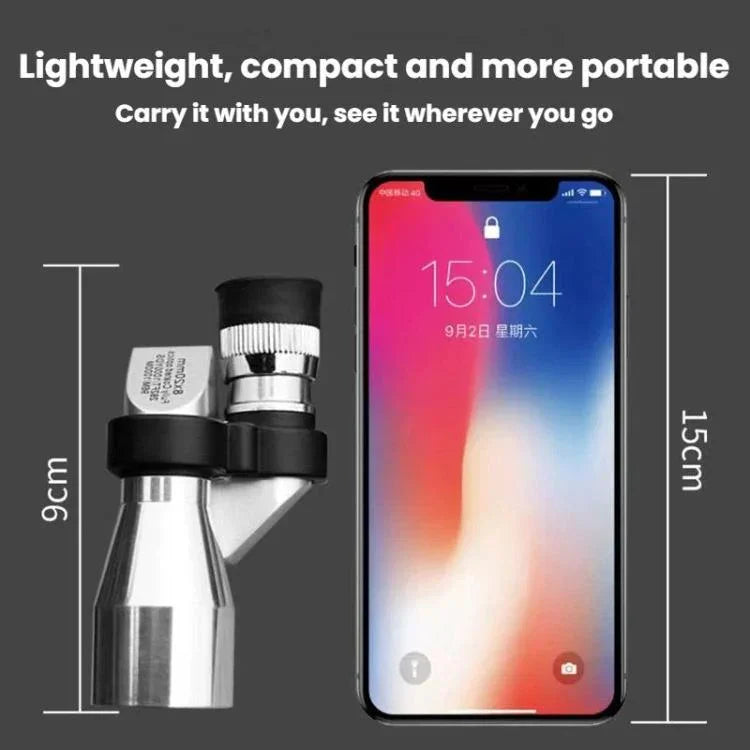 8x HD Low-Light Night Vision Mini Monocular Portable Metal Compact Angled Monocular, Single, With Phone Holder, With Phone Holder And Tripod
