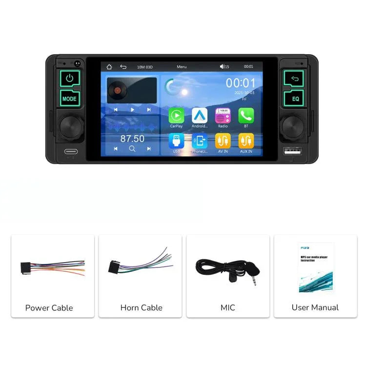 5.1 inch Horizontal Screen Single-seat Universal MP5 Player With Wireless Carplay Function Integrated Machine, Standard, Standard+12 Light Camera
