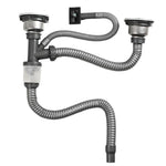 Kitchen Stainless Steel Washbasin Downpipe Fittings Anti-Odor Downpipe Drain Set, Double Slot 0.6m Tailpipe, Double Slot S-bend, Double Slot 1m Tailpipe