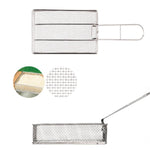 COOL CAMP Camping Stainless Steel Foldable Strainer Frying Basket for Outdoor Cooking,, 175 x 120 x 50mm