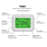 220V Digital Thermostat with Large LCD Display for FCU Air Conditioner, T6861H2WB, T6861H2WG