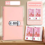 A6 Password Lock Cash Book 50-Page Large Capacity Waterproof Commemorative Banknote Album