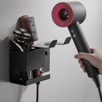 Universal Hair Dryer Holder Wall Mount with Cord Organizer Storage for Hair Styling Tools, No-drill Black, No-drill White, Drill Black, Drill White