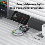 15W 3 In 1 Magnetic Wireless Charger With LED Colorful Lights Rotatable Desktop Charging Stand