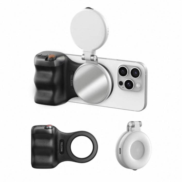 TELESIN Magnetic Phone Mounting Aid Photography Handle Remote Control Assistant, White Camera Grip+Silver Fill Light, White Camera Grip+Tripod+Silver Fill Light, White Camera Grip+White Fill Light, White Camera Grip+Tripod+White Fill Light             ...