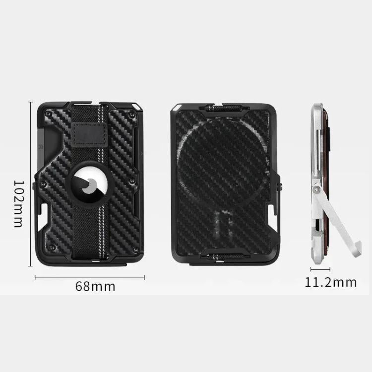 For AirTag 2nd Gen / AirTag 1st Gen Magnetic Metal Card Holder with Phone Stand, RFID Blocking, Elastic Wrist Strap