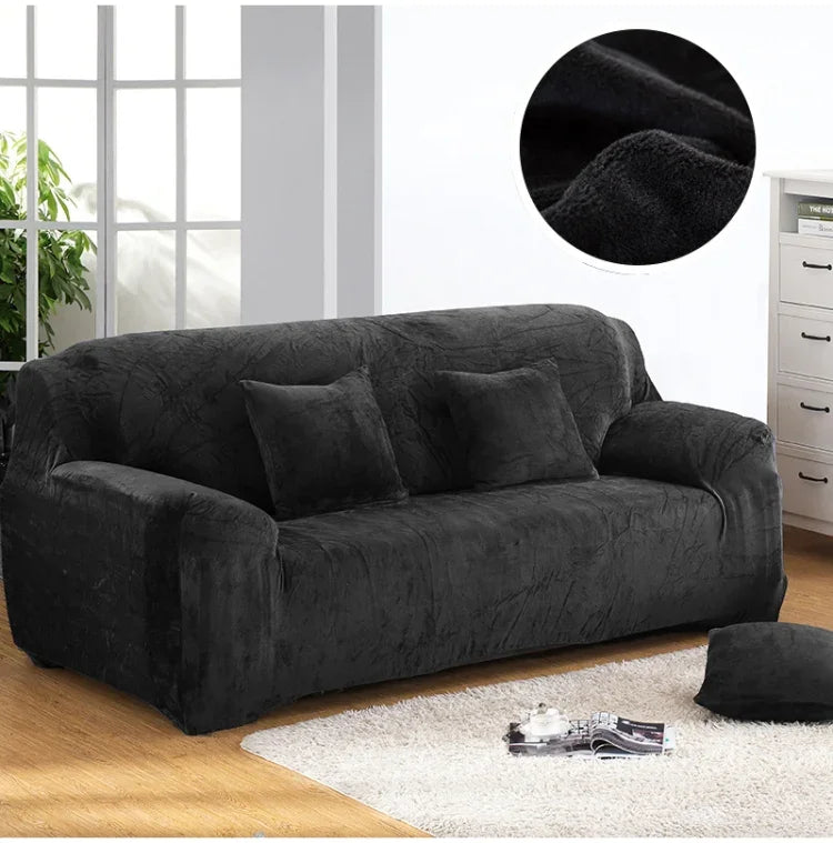 Plush Fabric Sofa Cover Thick Slipcover Couch Elastic Sofa Covers Not Include Pillow Case, 1 seat 90-140cm, 2 seat 145-185cm, 3 seat 190-230cm, 4 seat 230-300cm