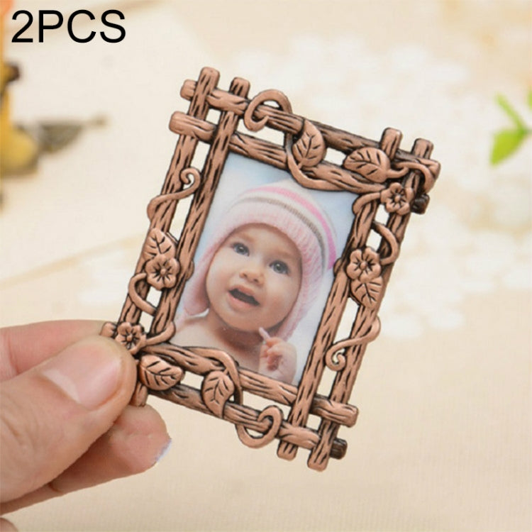 2 PCS Creative Metal Vintage Photo Frame, Fawn, Pumpkin, Fence, Butterfly Round, Paris, Heart Keychain, Square Keychain, Oval, Lace Square, Love Round, Butterfly Square, Lace Heart, Golden Square, Gray Square