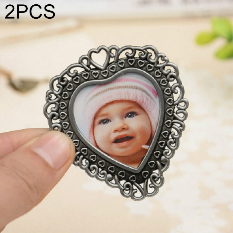 2 PCS Creative Metal Vintage Photo Frame, Fawn, Pumpkin, Fence, Butterfly Round, Paris, Heart Keychain, Square Keychain, Oval, Lace Square, Love Round, Butterfly Square, Lace Heart, Golden Square, Gray Square