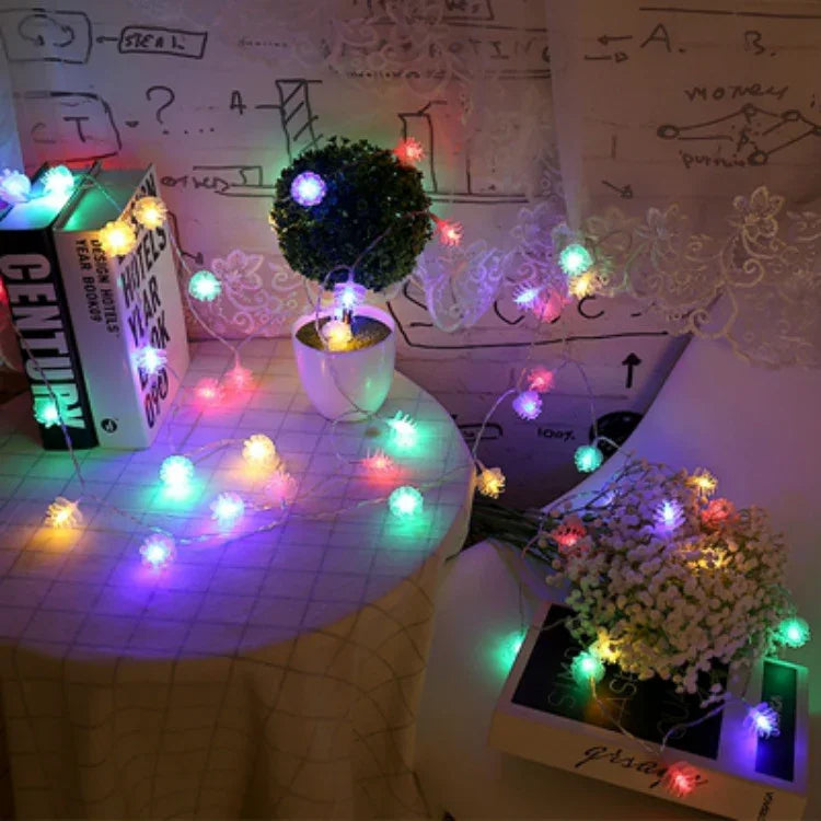 20 LEDs Solar Powered Pine Cone Outdoor Energy Saving Holiday Wedding Decoration String Light Garden Landscape Lamp