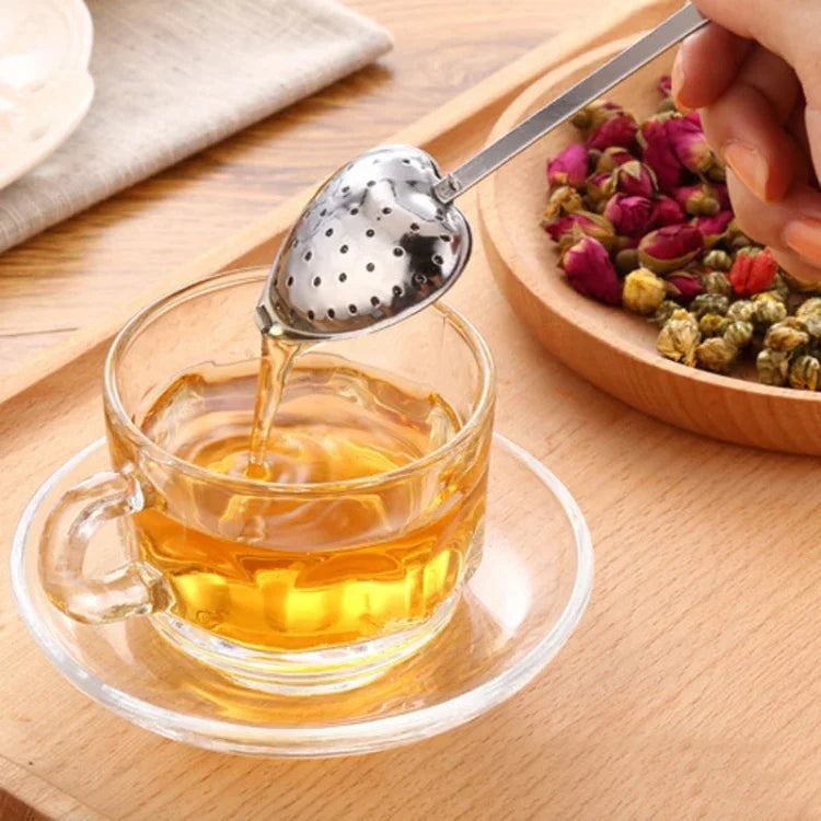 2 PCS Stainless Steel Practical Heart Shape Tea Infuser Spoon Strainer, Heart Shape Tea Infuser