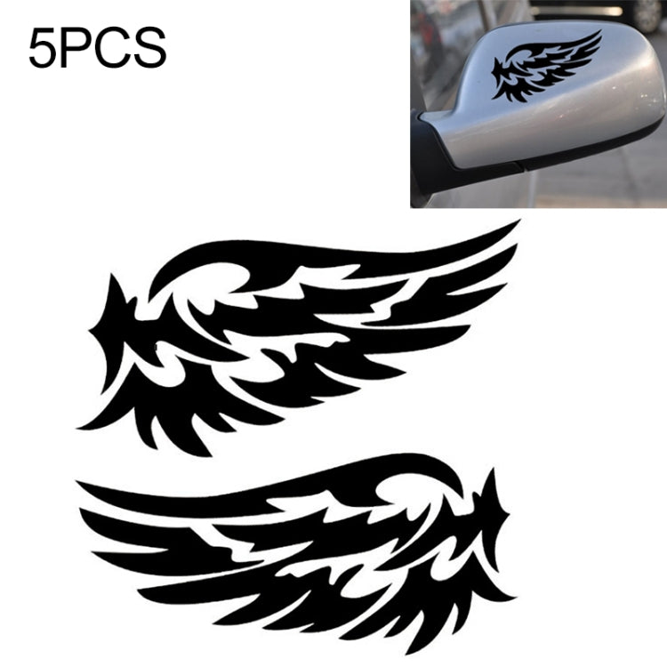 5 PCS Guardian Angel Wings Lovely Reflective Car Stickers Fashion Car Rearview Mirror For Strip Subsection, Black, White