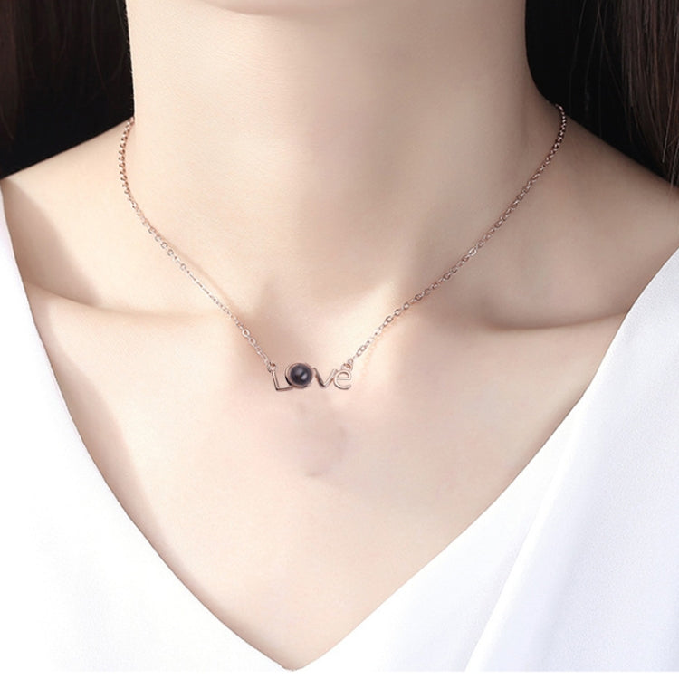 Love Memory 100 Languages I Love You Projection Love Letter Pendant Necklace, love letter rose gold, love letter silver