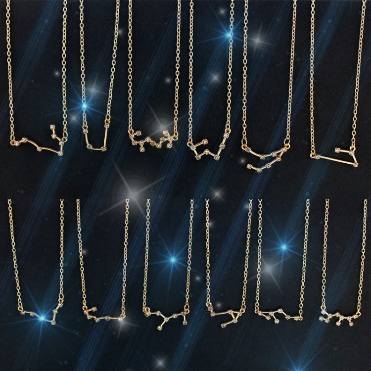 Fashion Zircon Pendant Zodiac Guardian Necklace Short Clavicle Chain, Aquarius-Gold, Aquarius-Silver, Pisces-Gold, Pisces-Silver, Aries-Gold, Aries-Silver, Taurus-Gold, Taurus-Silver, Gemini-Gold, Gemini-Silver, Sagittarius-Gold, Sagittarius-Silver