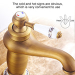Copper Antique Hot Cold Double Blue White Porcelain Faucet, Platinum, Black Gold, Black, Antique