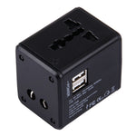 World-Wide Universal Travel Concealable Plugs Adapter with & Built-in Dual USB Ports Charger for US, UK, AU, EU