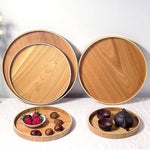 Creative Round Solid Wood Tea Tray Hotel Wooden Tay Storage Tray, Diameter: 30cm, Wood Color, Diameter: 30cm