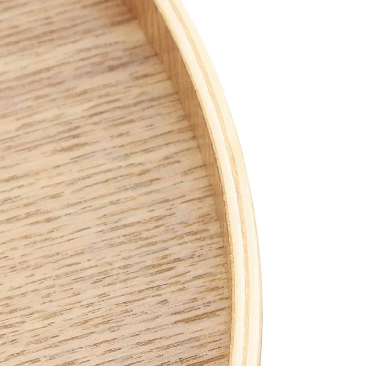Creative Round Solid Wood Tea Tray Hotel Wooden Tay Storage Tray, Diameter: 33cm, Wood Color, Diameter: 33cm