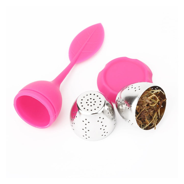 Stainless Steel Leaf Shape Silicone Tea Bag Tea Strainers, Rose Red, Baby Blue