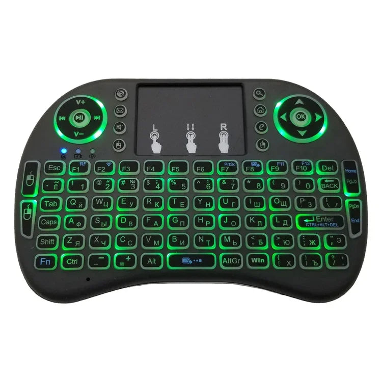 Support Language: Russian i8 Air Mouse Wireless Backlight Keyboard with Touchpad for Android TV Box & Smart TV & PC Tablet & Xbox360 & PS3 & HTPC/IPTV, Russian