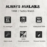 TANK North Edge Men Fashion Professional Military Army Outdoor Sport Waterproof Running Swimming Smart Digital Watch, TANK North Edge