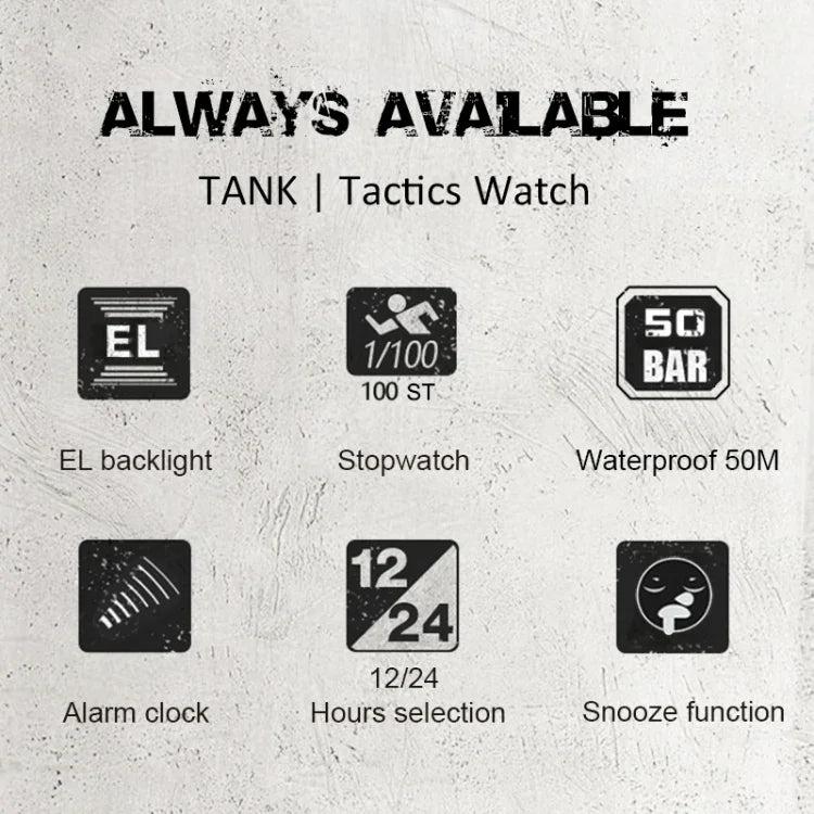 TANK North Edge Men Fashion Professional Military Army Outdoor Sport Waterproof Running Swimming Smart Digital Watch, TANK North Edge