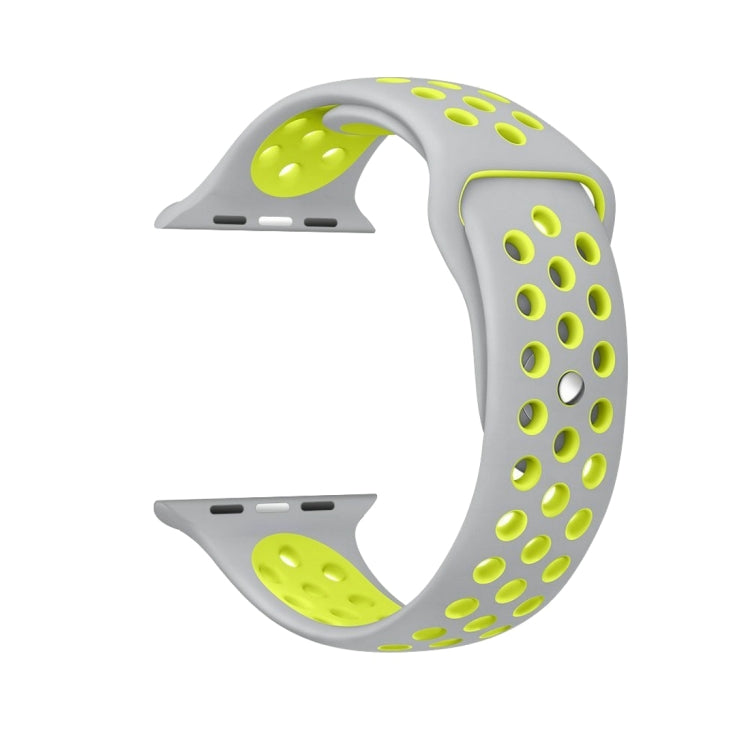 For Apple Watch Series 10 42mm / 9&8&7 41mm / SE 3&SE 2&6&SE&5&4 40mm / 3&2&1 38mm Fashionable Classical Silicone Sport Watch Band(Grey White), WA1230A, WA1230B, WA1230BG, WA1230BH, WA1230BL, WA1230BM, WA1230BR, WA1230BY, WA1230C, WA1230D, WA1230DW    ...