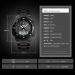 SKMEI 1370 Multifunctional Men Outdoor Sports Noctilucent Waterproof Stainless Steel Digital Wrist Watch, SKMEI 1370