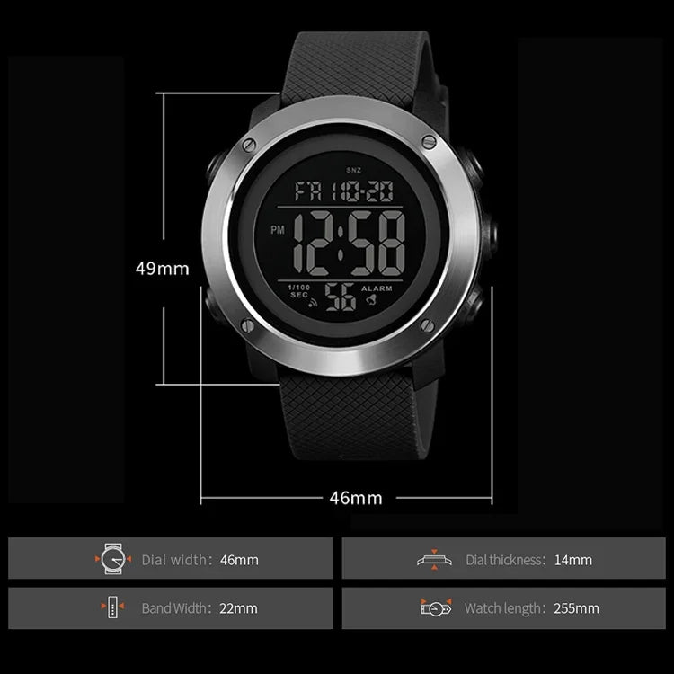 SKMEI 1426 Multifunctional Outdoor Fashion Noctilucent Waterproof Black Machine Rubber Ring Digital Watch, Black Machine Rubber Ring, 1426 Black Machine Rubber Ring