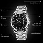SKMEI 9069 Multifunctional Outdoor Fashion Business Waterproof Silver Shell Quartz Wrist Watch