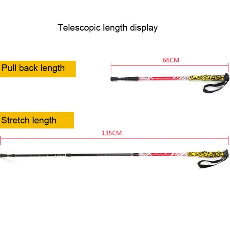 135cm Adjustable Portable Height Outdoor Aluminum Trekking Poles, Red#135cm, Green#135cm