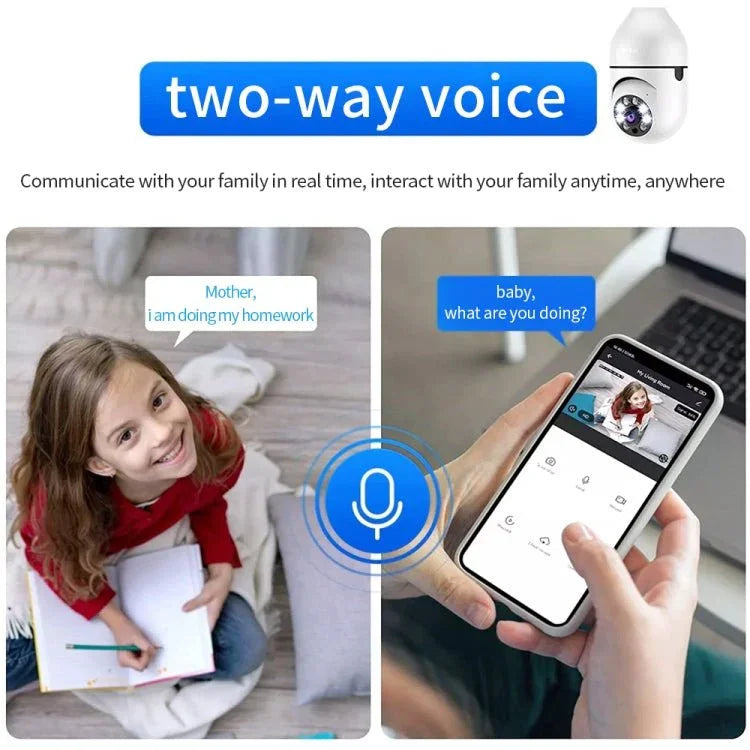 A6 2MP HD Light Bulb WiFi Camera Support Motion Detection/Two - way Audio/Night Vision/TF Card - Trustpick