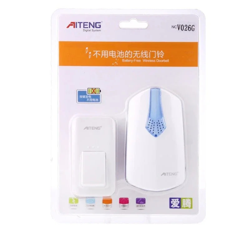 AITENG V026G Life Waterproof Battery - Free Wireless Doorbell, 1 Receiver + 1 x Transmitter, Receiver Distance: 130m, US Plug - Trustpick