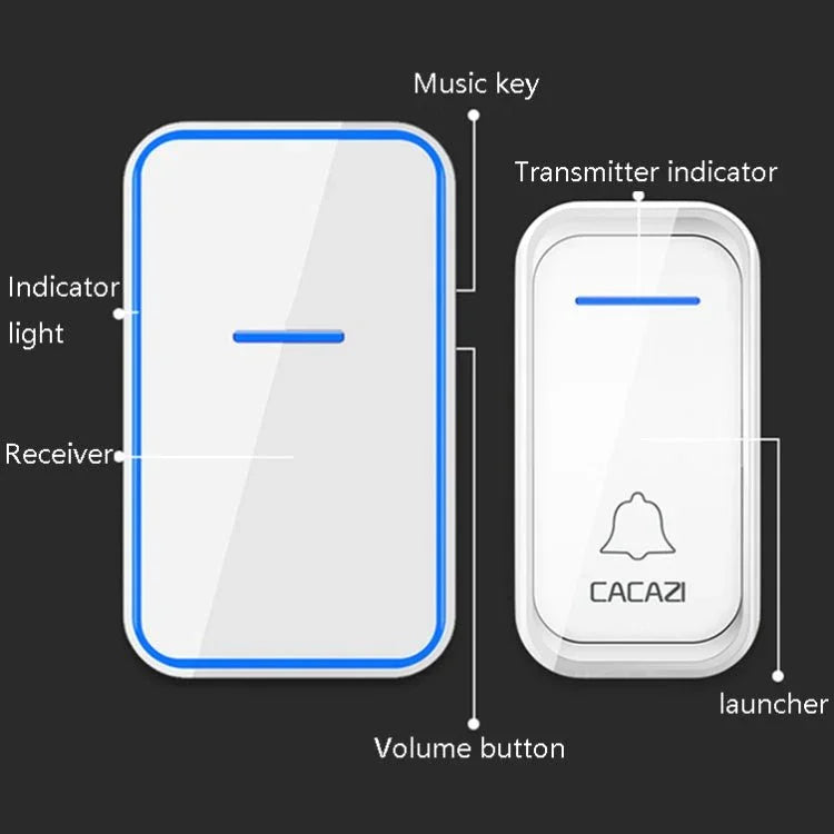 CACAZI A68 - 2 One to Two Wireless Remote Control Electronic Doorbell Home Smart Digital Wireless Doorbell - Trustpick